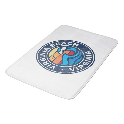 Virginia Beach Virginia VA Nautical Waves Badmat (Gekanteld)