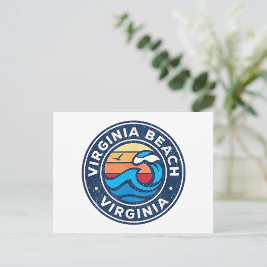 Virginia Beach Virginia VA  Nautical Waves Briefkaart (Staand voorkant)