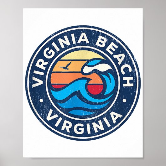 Virginia Beach Virginia VA  Nautical Waves Poster (Voorkant)