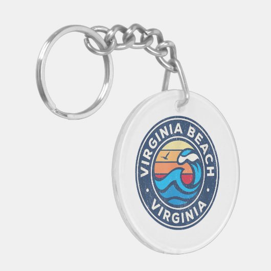 Virginia Beach Virginia VA  Nautical Waves Sleutelhanger (Voorkant Links)
