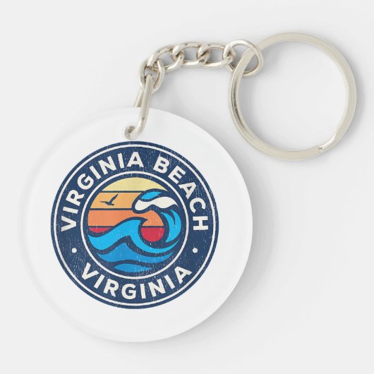 Virginia Beach Virginia VA  Nautical Waves Sleutelhanger (Achterkant)