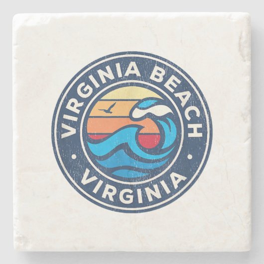 Virginia Beach Virginia VA  Nautical Waves Stenen Onderzetter (Voorkant)
