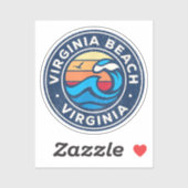 Virginia Beach Virginia VA  Nautical Waves Sticker (Vel)