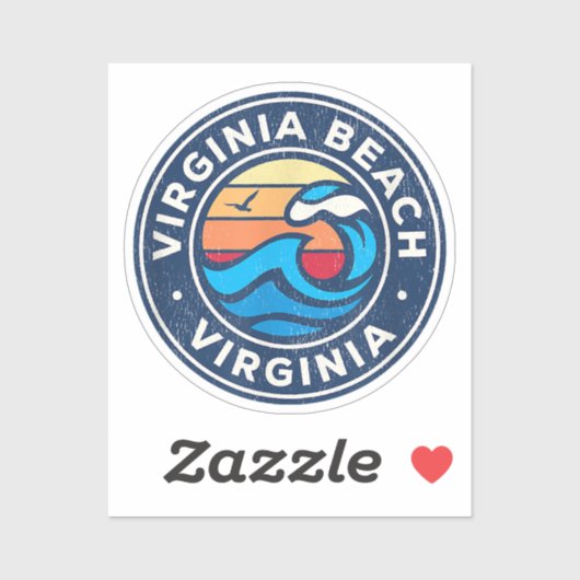 Virginia Beach Virginia VA  Nautical Waves Sticker (Vel)