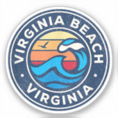 Virginia Beach Virginia VA  Nautical Waves Sticker (Voorkant)