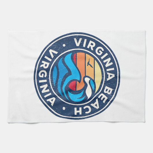 Virginia Beach Virginia VA  Nautical Waves Theedoek (Horizontaal)