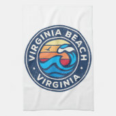 Virginia Beach Virginia VA  Nautical Waves Theedoek (Verticaal)