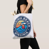 Virginia Beach Virginia VA  Nautical Waves Tote Bag (Dichtbij)