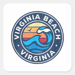 Virginia Beach Virginia VA  Nautical Waves Vierkante Sticker