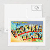 Virginia Beach Virginia VA Vintage Travel Briefkaa Briefkaart (Voorkant / Achterkant)
