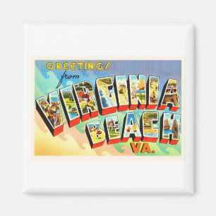 Virginia Beach Virginia VA Vintage Travel Briefkaa Magneet