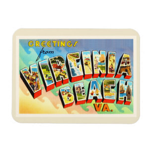 Virginia Beach Virginia VA Vintage Travel Briefkaa Magneet