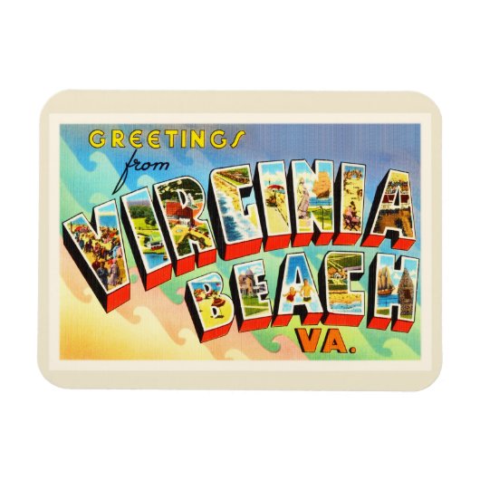 Virginia Beach Virginia VA Vintage Travel Briefkaa Magneet (Horizontaal)
