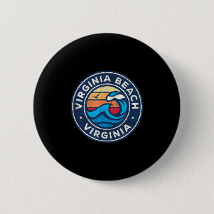 Virginia Beach Virginia via  nautische golven Ronde Button 5,7 Cm