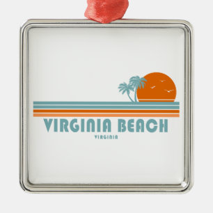 Virginia Beach Virginia Zon Palmboom Metalen Ornament