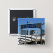 Virginia Beach Vissen Pier Vierkante Button 5,1 Cm (Voorkant /achterkant)