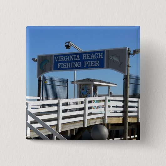 Virginia Beach Vissen Pier Vierkante Button 5,1 Cm (Voorkant)