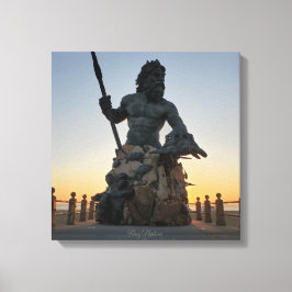 Virginia Beachs King Neptune Satue Canvas Afdruk