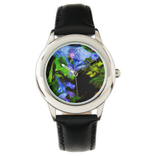 Virginia Bluebell Wildflower Impressionist Horloge