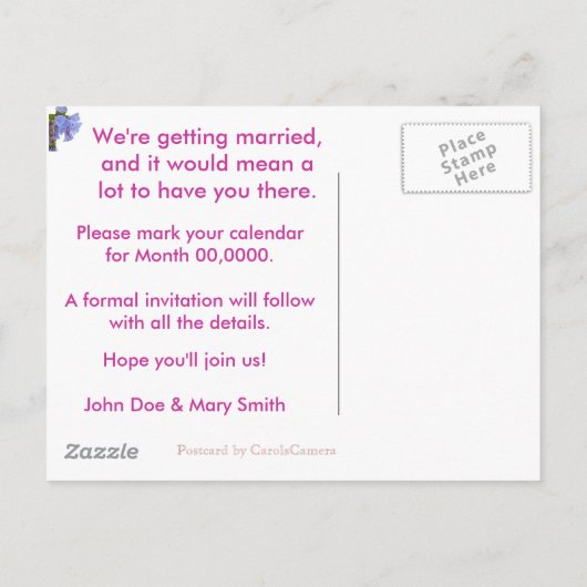 Virginia Bluebells Bewaar de datum Aankondigingskaart (Achterkant)