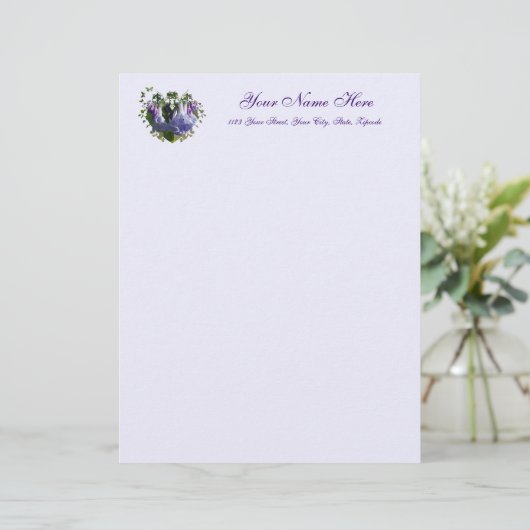 Virginia Bluebells Wildflower Persoonlijk Briefhoofd (Staand voorkant)