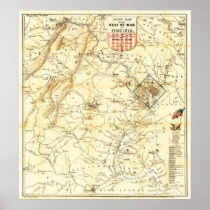 Virginia Burgeroorlog Strijdkaart 1862 Poster