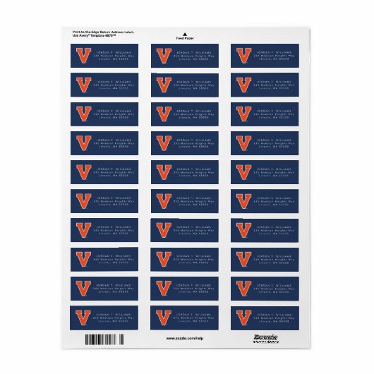 Virginia Cavaliers | AFSTUDEREN Etiket (Full Sheet)