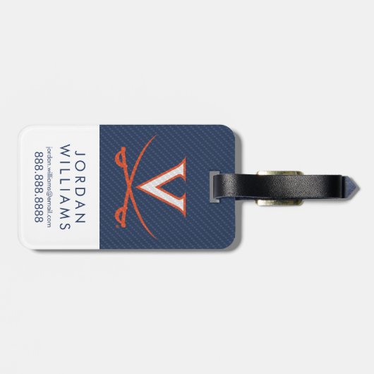 Virginia Cavaliers Carbon Fiber Bagagelabel (Achterkant horizontaal)