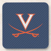 Virginia Cavaliers Carbon Fiber Bier Onderzetter (Voorkant)
