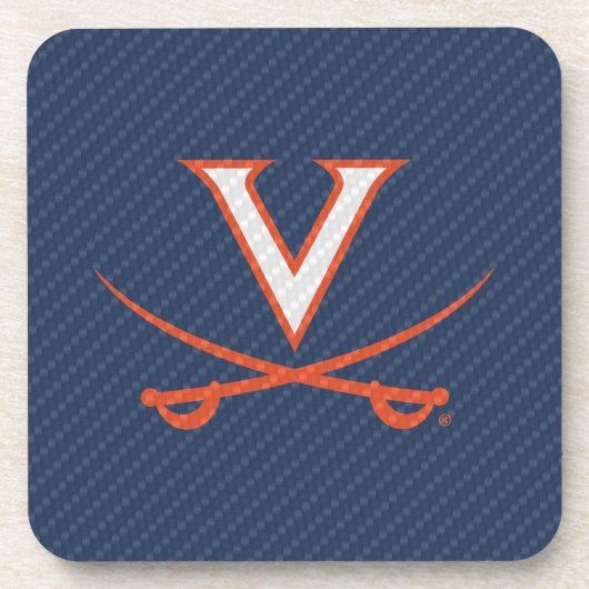 Virginia Cavaliers Carbon Fiber Bier Onderzetter (Voorkant)