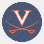 Virginia Cavaliers Carbon Fiber Ronde Sticker (Voorkant)
