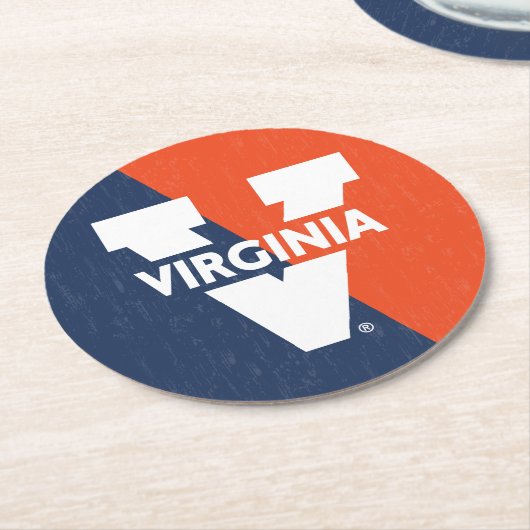 Virginia Cavaliers Color Block Distress Ronde Kartonnen Onderzetter (Gebogen)
