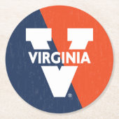 Virginia Cavaliers Color Block Distress Ronde Kartonnen Onderzetter (Voorkant)