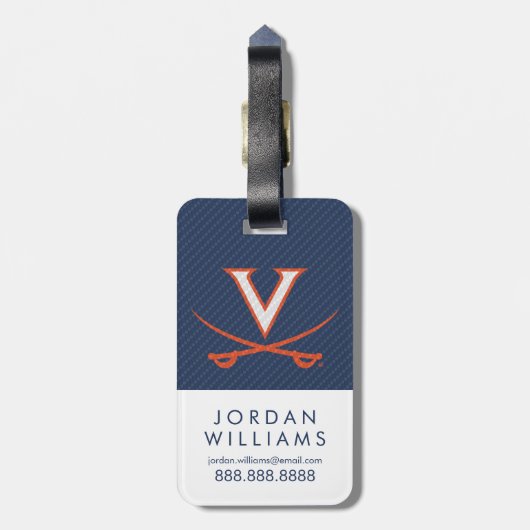 Virginia Cavaliers koolstofvezel Bagagelabel (Achterkant verticaal)