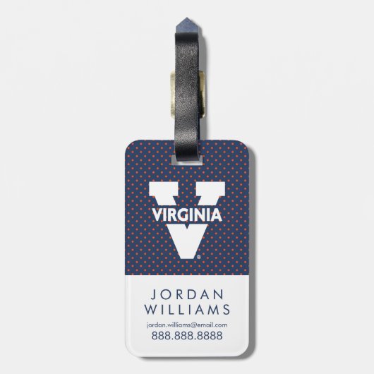 Virginia Cavaliers Polka Dots Bagagelabel (Achterkant verticaal)