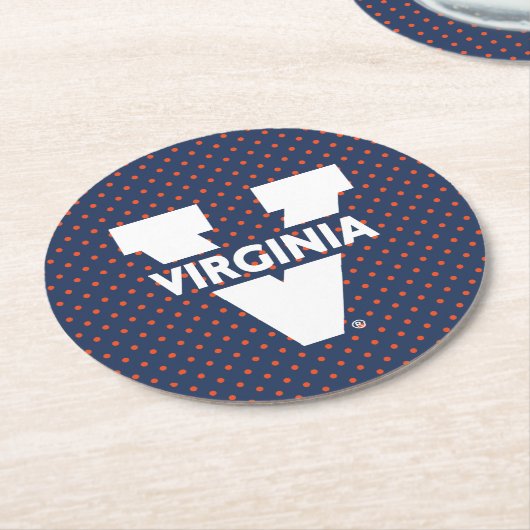 Virginia Cavaliers Polka Dots Ronde Kartonnen Onderzetter (Gebogen)