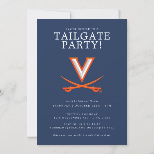 Virginia Cavaliers Tailgate Feest Aankondiging (Voorkant)