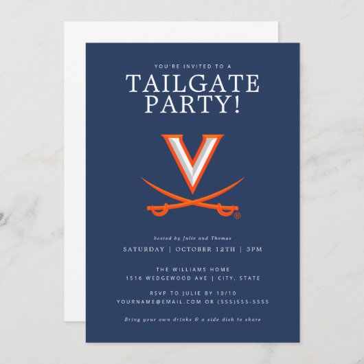 Virginia Cavaliers Tailgate Party Aankondiging (Voorkant / Achterkant)