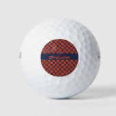 Virginia Checkerboard Oranje en Blauw Personalisee Golfballen (Voorkant)