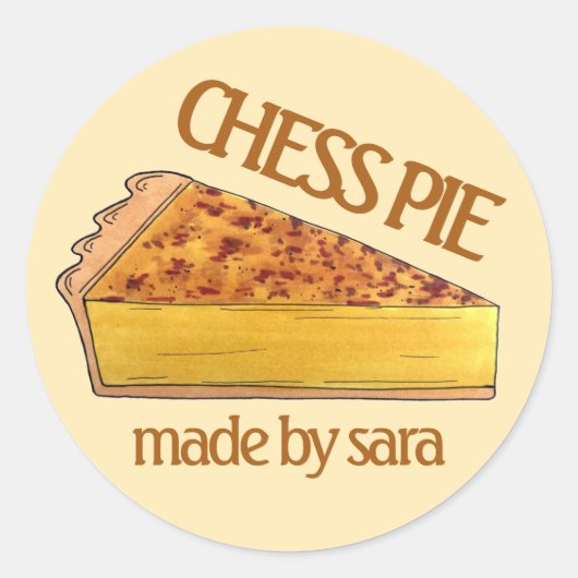 Virginia Chess Pie Southern Dessert, gebrandmerkt Ronde Sticker (Voorkant)