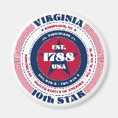 Virginia Circle Typography Souvenir Magnet (Voorkant)
