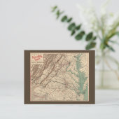  Virginia Civil War Battlefields Map, 1895 Briefkaart (Staand voorkant)