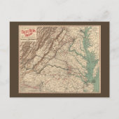  Virginia Civil War Battlefields Map, 1895 Briefkaart (Voorkant)