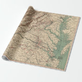  Virginia Civil War Battlefields Map, 1895 Cadeaupapier (Uitgerold)