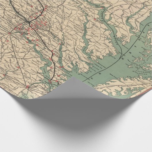  Virginia Civil War Battlefields Map, 1895 Cadeaupapier (Hoek)