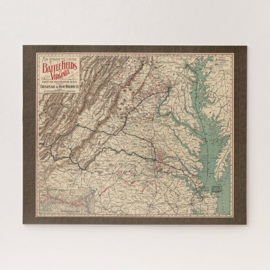  Virginia Civil War Battlefields Map, 1895 Legpuzzel (Horizontaal)