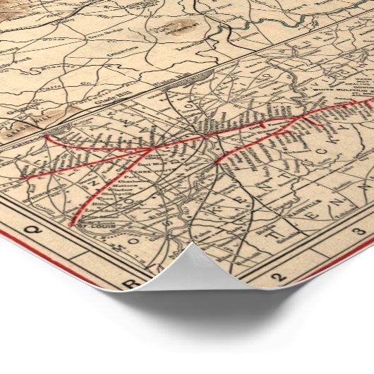 Virginia Civil War Battlefields Map, 1895 Poster (Hoek)