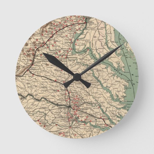  Virginia Civil War Battlefields Map, 1895 Ronde Klok (Voorkant)