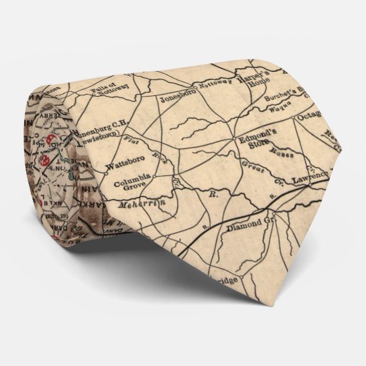  Virginia Civil War Battlefields Map, 1895 Stropdas (Opgerold)