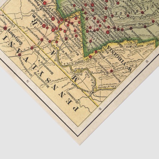 Virginia Civil War Battles Map ontkoppeling Tissuepapier (Detail)